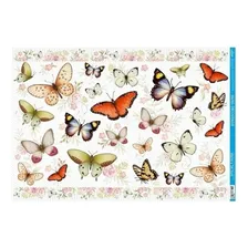 Papel Decoupage Borboletas E Flores Pd-1050 34,3x49 Litoarte Cor Decorado Foto mini 1