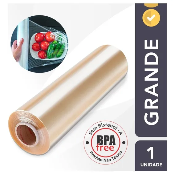 Papel Filme Stretch Plastico Pvc - 28cm X 300m P/ Embalagem Foto 1