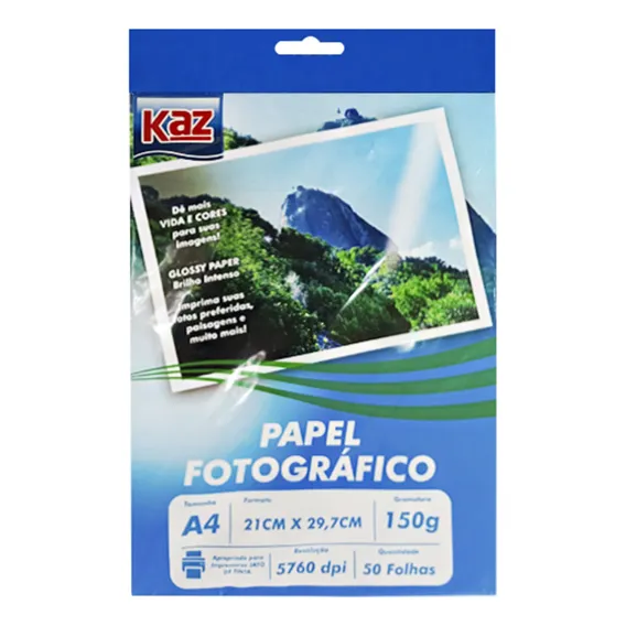 Papel Foto 150g A4 210x297mm 50 Folhas Brilhante Foto 1