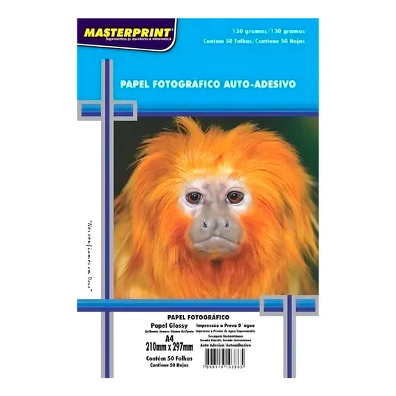 Papel Foto Adesivo Masterprint A4 130 Gramas 250 Folhas Foto 1