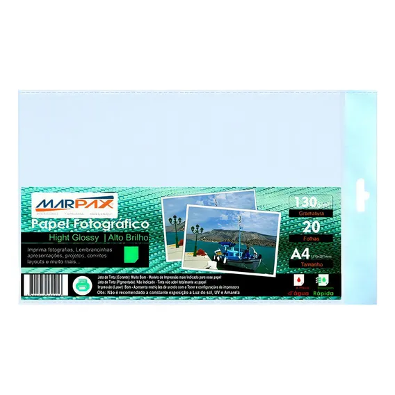 Papel Fotográfico 115g Brilhante A4 210x297mm 20 Fls Foto 1