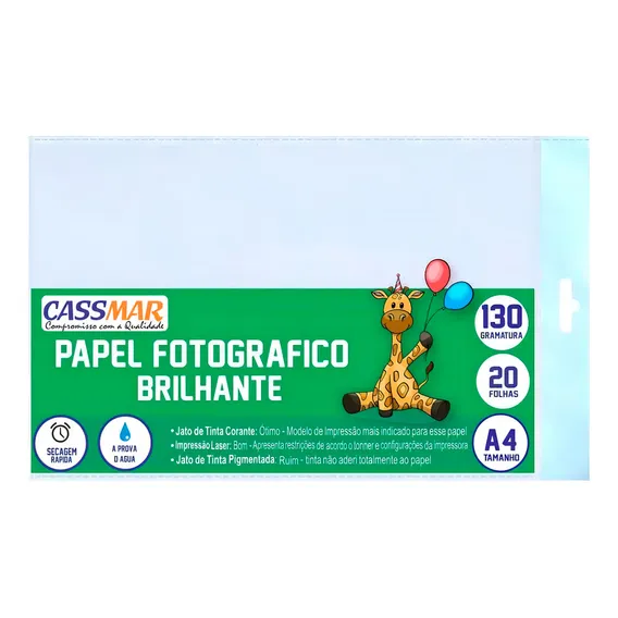 Papel Fotográfico 130g A4 Brilhante A Prova D Água 20 Fls Foto 1