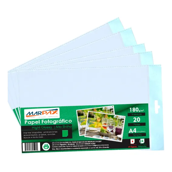 Papel Fotográfico 180g A4 Brilhante A Prova D Água 100 Fls Foto 1