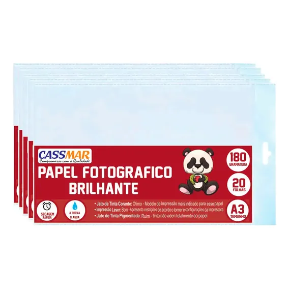 Papel Fotográfico A3 180g Brilhante 297x420m Cassmar 20 Fls Foto 1