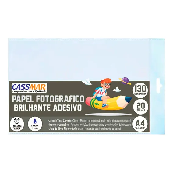 Papel Fotográfico Adesivo A4 Brilhante 130g 20fls Foto 1