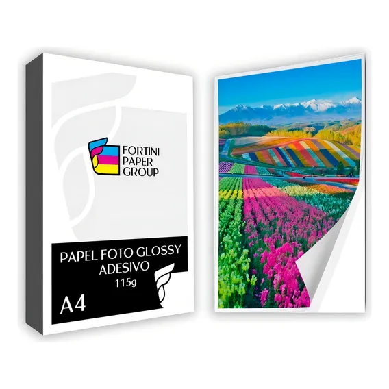 Papel Fotográfico Adesivo A4 Glossy 115g 200 Folhas Premium Cor Branco Foto 1