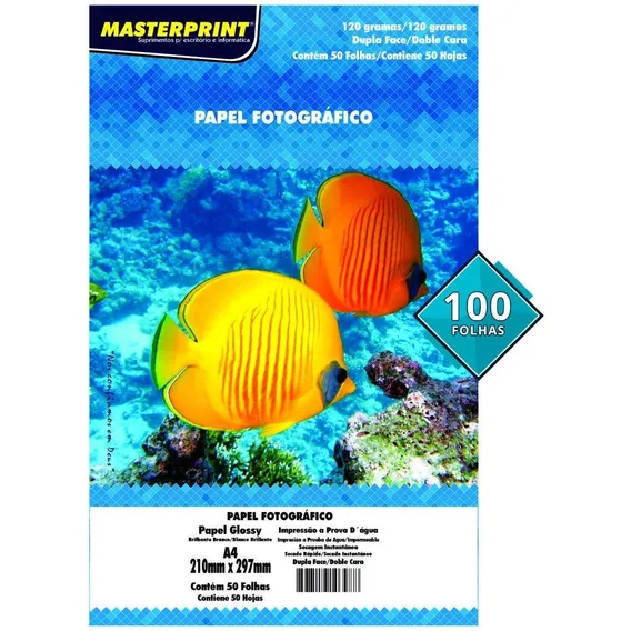 Papel Fotográfico Dupla Face 120g A4 Glossy Masterprint 100f Cor Branco Foto 1