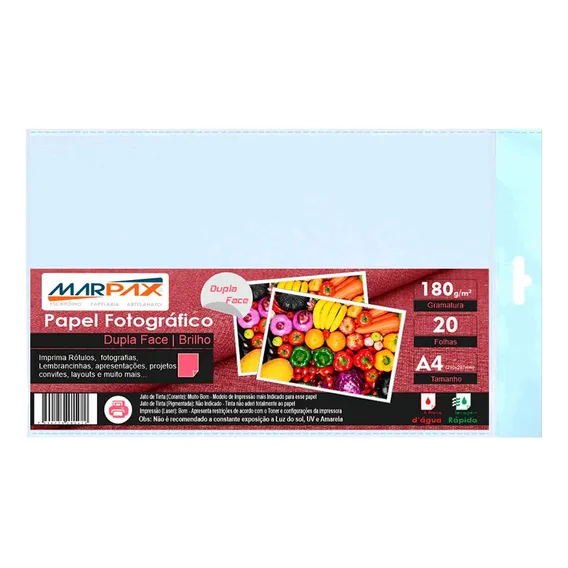 Papel Fotográfico Dupla Face A4 180g Brilhante - 20 Folhas Foto 1