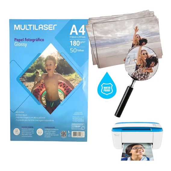 Papel Fotográfico Glossy A4 180g 50 Folhas - Pe031 Cor Branco Foto 1