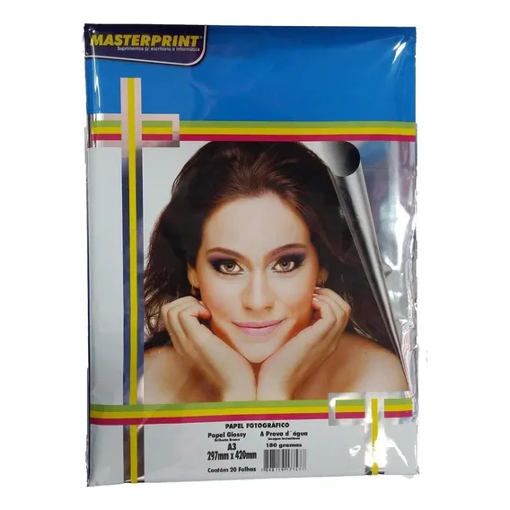 Papel Fotográfico Glossy Masterprint A3 180g 100 Folhas Foto 1