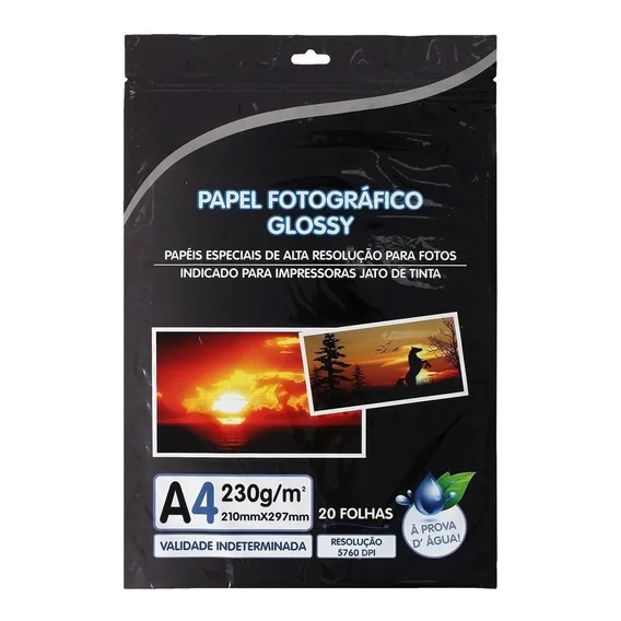 Papel Fotográfico Premium A4 Glossy 230g 20 Folhas Foto 1