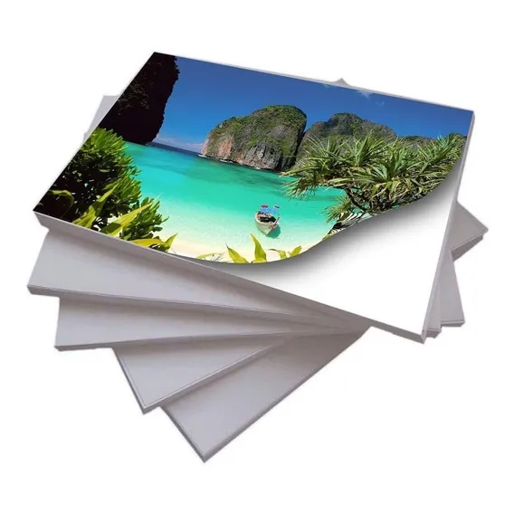 Papel Glossy A4 115g Adesivo Fotográfico Brilhante 100 Fls Cor Branco Foto 1