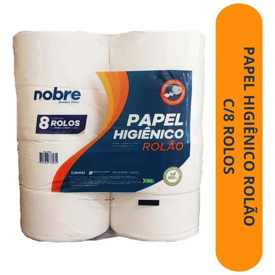 Papel Higienico 100% Celulose 8 Rolos 300 Metros Foto 1