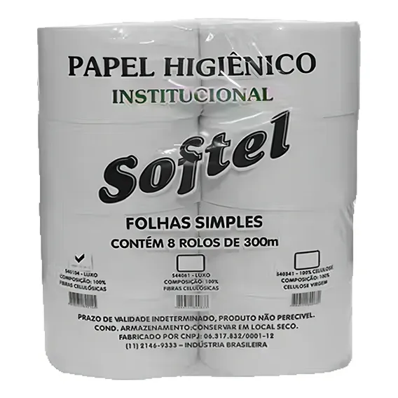 Papel Higienico 300 Metros Luxo Branco Com 8 Rolos Foto 1