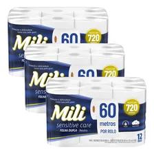 Papel Higienico Mili 60m Folha Dupla 12 Rolos X 3 Pacotes Foto  mini 1