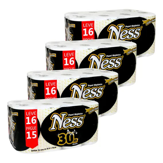 Papel Higiênico Ness Folha Dupla 30m 64 Rolos 4x16 Foto 1