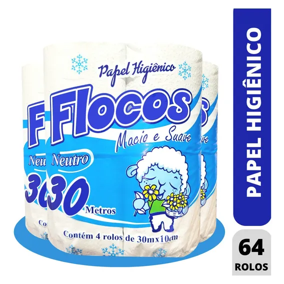 Papel Higiênico Folha Simples Macio Suave 30m 64 Rolos Foto 1
