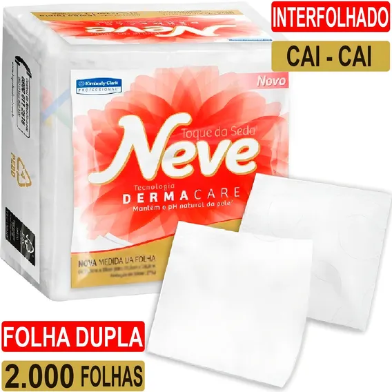 Papel Higiênico Neve Folha Dupla Interfolhado C/ 2.000 Fls Foto 1