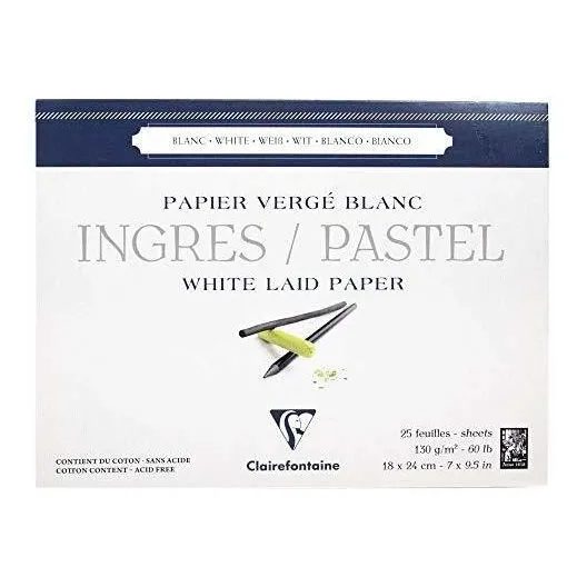 Papel Ingres Para Pastel 18x24cm Clairefontaine Cor Branco Liso Foto 1