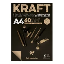 Papel Kraft Preto/marrom 90g 60 Folhas 14,8x21cm A4 Desenho Foto mini 1