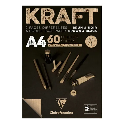 Papel Kraft Preto/marrom 90g 60 Folhas 14,8x21cm A4 Desenho Foto 1
