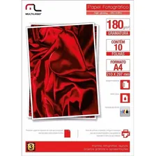 Papel Multilaser Fotográfico Glossy A4 180g/m2 10fls Pe030 Cor Branco Foto mini 1