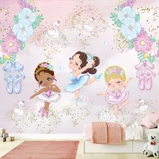 Papel Parede Adesivo Boneca Bailarinas Menina Rosa Quarto M² Cor Tons Rosa Foto mini 2