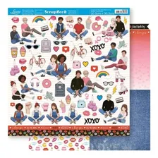 Papel Scrapbook Dupla Face I Love You Sd-1196 Litoarte Cor Decorado Foto mini 2