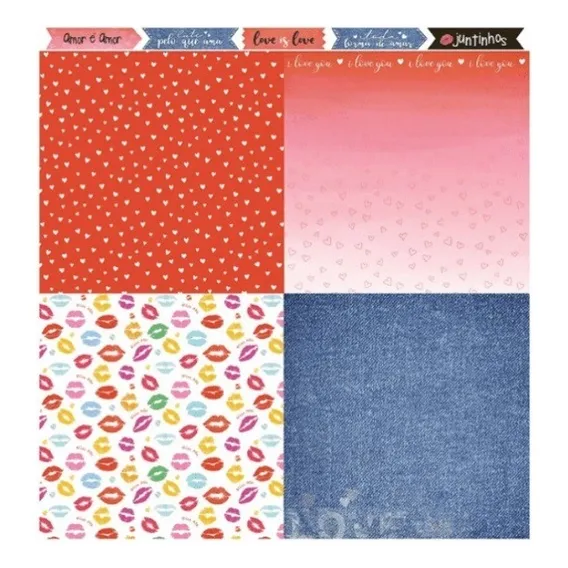 Papel Scrapbook Dupla Face I Love You Sd-1196 Litoarte Cor Decorado Foto 1