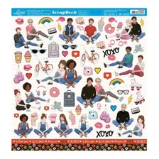 Papel Scrapbook Dupla Face I Love You Sd-1196 Litoarte Cor Decorado Foto mini 3