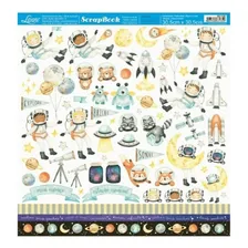 Papel Scrapbook Dupla Face Menino No Espaço Sd-1195 Cor Decorado Foto mini 2