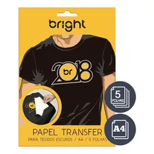 Papel Transfer Dark Bright Tecido Algodão Escuro - 5 Folhas Cor Branco Foto mini 4