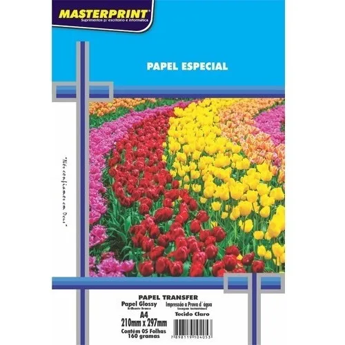 Papel Transfer Para Tecido Claro 160g A4 Masterprint 5 Fls Foto 1