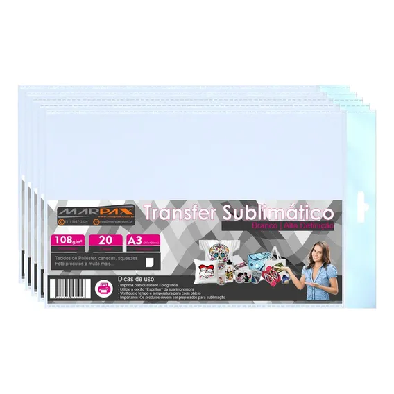 Papel Transfer Sublimático A3 297x420mm 108g 100 Folhas Foto 1