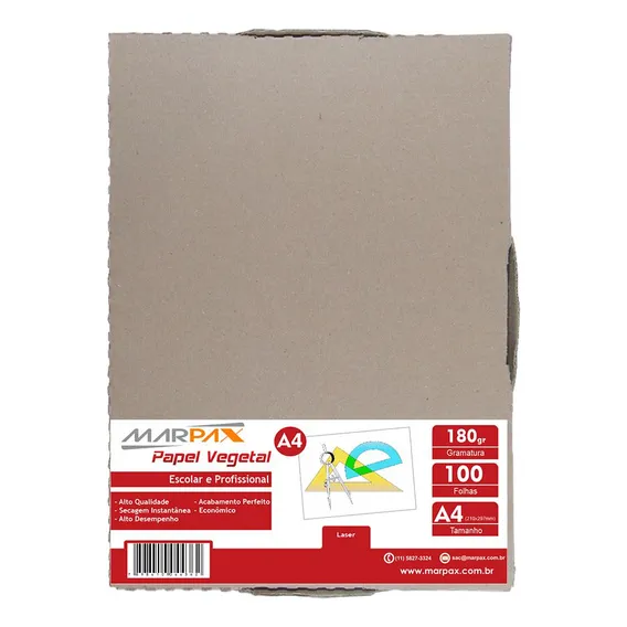 Papel Vegetal A4 210x297mm 180g Caixa Com 100 Folhas Foto 1