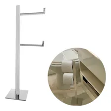 Papeleira De Chao Dupla Quadrada Inox Polido Suporte Papel Foto mini 1