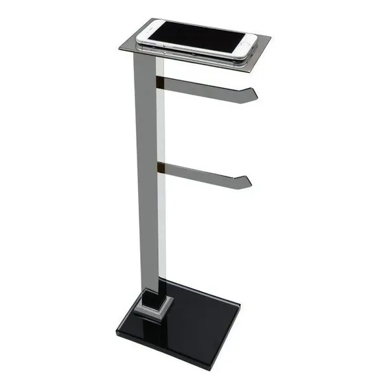 Papeleira De Chão Inox Com Suporte Celular Premium Je Foto 1