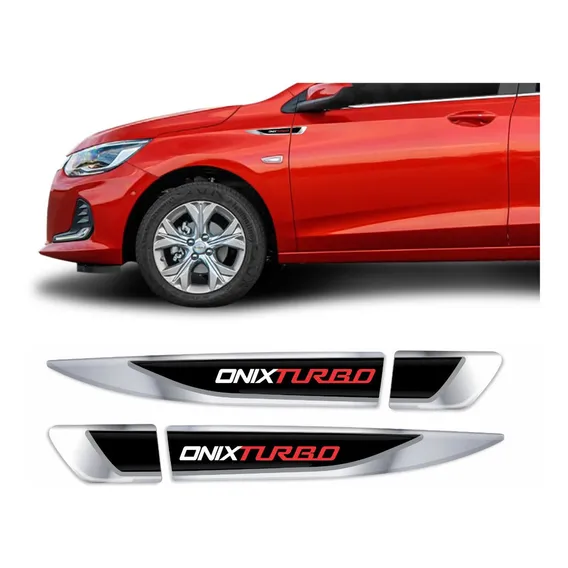 Par Adesivo Aplique Chevrolet Onix Turbo Resinado Res46 Cor ADESIVO ONIX TURBO Foto 1