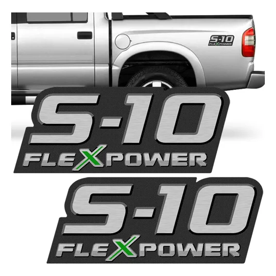 Par Adesivo Lateral S-10 Flexpower 2009 A 2011 Emblema Verde Foto 1