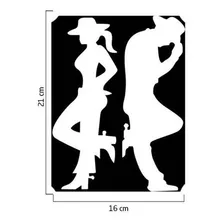 Par Adesivos Casal Country Cowboy Cowgirl Branco Foto mini 3