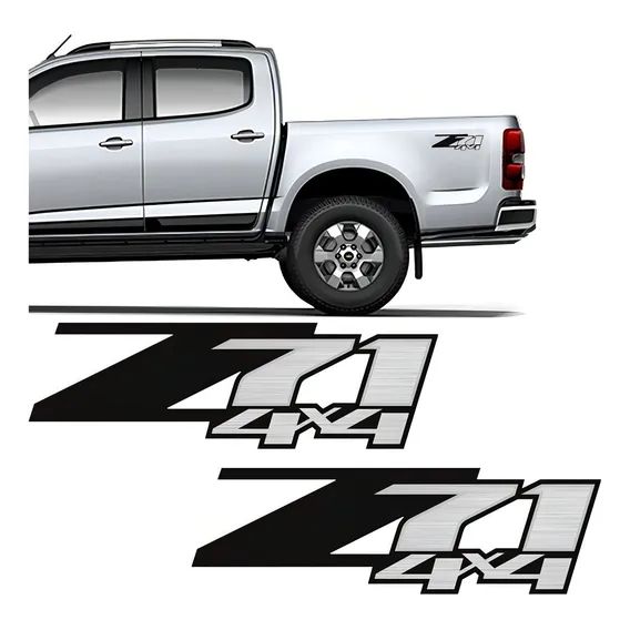 Par Adesivos Z71 4x4 S10 Silverado D20 Emblema Lateral Preto Foto 1