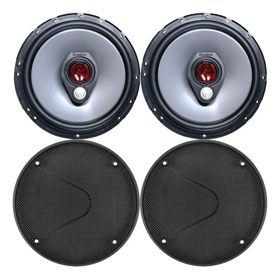 Par Alto Falante 6 Pol Bomber Bbr6 Triaxial 100w Rms + Tela Cor Preto Foto 1