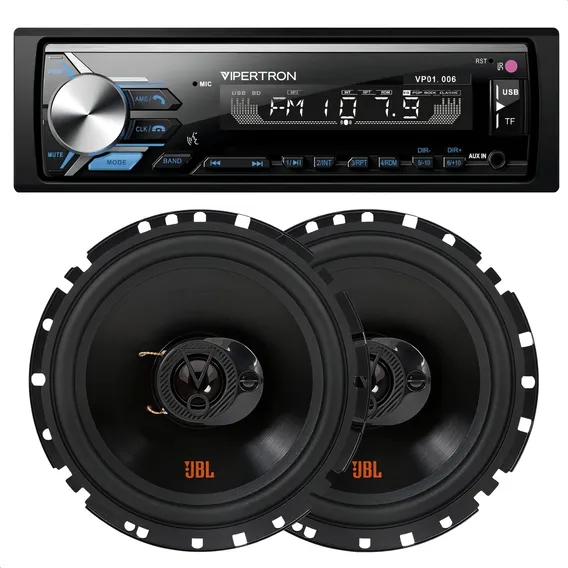 Par Alto Falante Flex 6 Polegadas Jbl + Radio Vipertron Kit Som Automotivo Foto 1