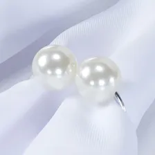 Par Anel Para Guardanapos Pérola Duplo Grande 4cmx3cm Argola Cor Prata Foto  mini 1