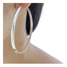 Par Brinco Argola Feminina 6 Cm Maciça Em Prata 925 Legitima Foto mini 1