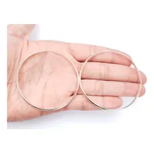 Par Brinco Argola Feminina 6 Cm Maciça Em Prata 925 Legitima Foto mini 3