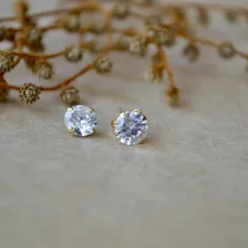 Par Brinco Ponto Luz Cristal Pedra Zirc么nia Banhado Ouro 18k Foto mini 4
