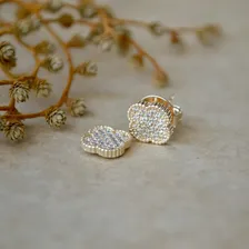Par Brinco Trevo Cravejado Zirc么nia Cristal Banhado Ouro 18k Foto mini 3