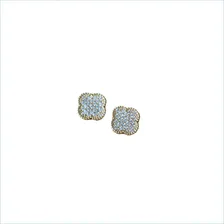 Par Brinco Trevo Cravejado Zirc么nia Cristal Banhado Ouro 18k Foto mini 1
