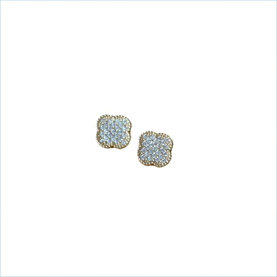 Par Brinco Trevo Cravejado Zirc么nia Cristal Banhado Ouro 18k Foto 1
